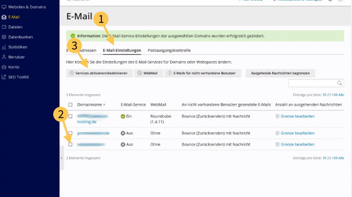 Plesk: Mailservice deaktiviern