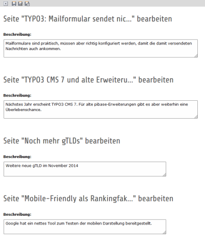 Mehrere Felder gleichzeitig bearbeiten